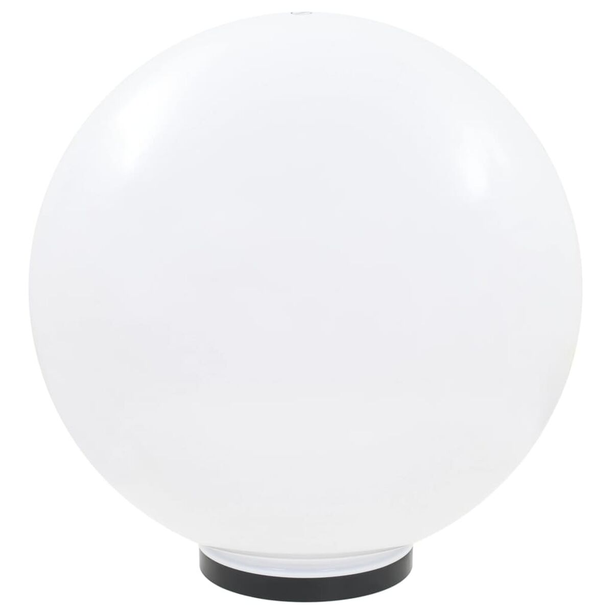 Una luce a globo bianco su una base nera.