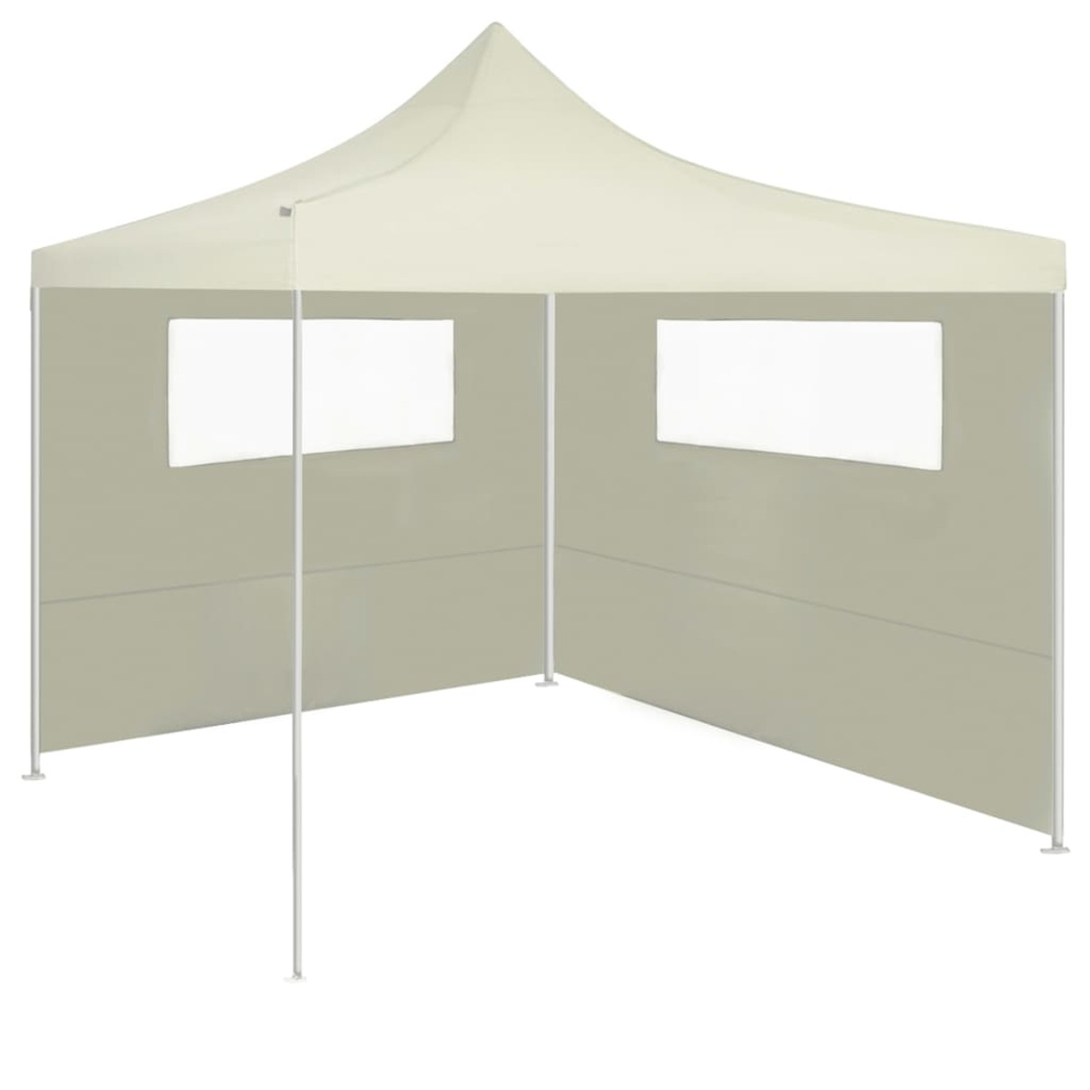 Tenda beige con finestre, cornice bianca. Sfondo bianco.