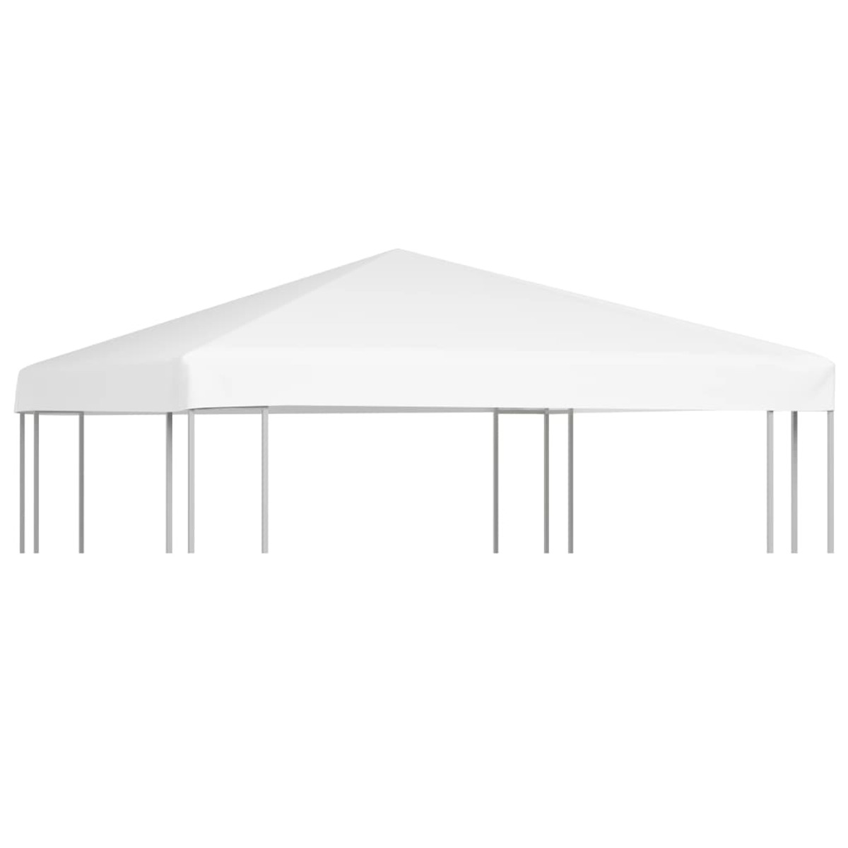 Baldacchino bianco, forma rettangolare, con struttura in metallo. Isolato su bianco.