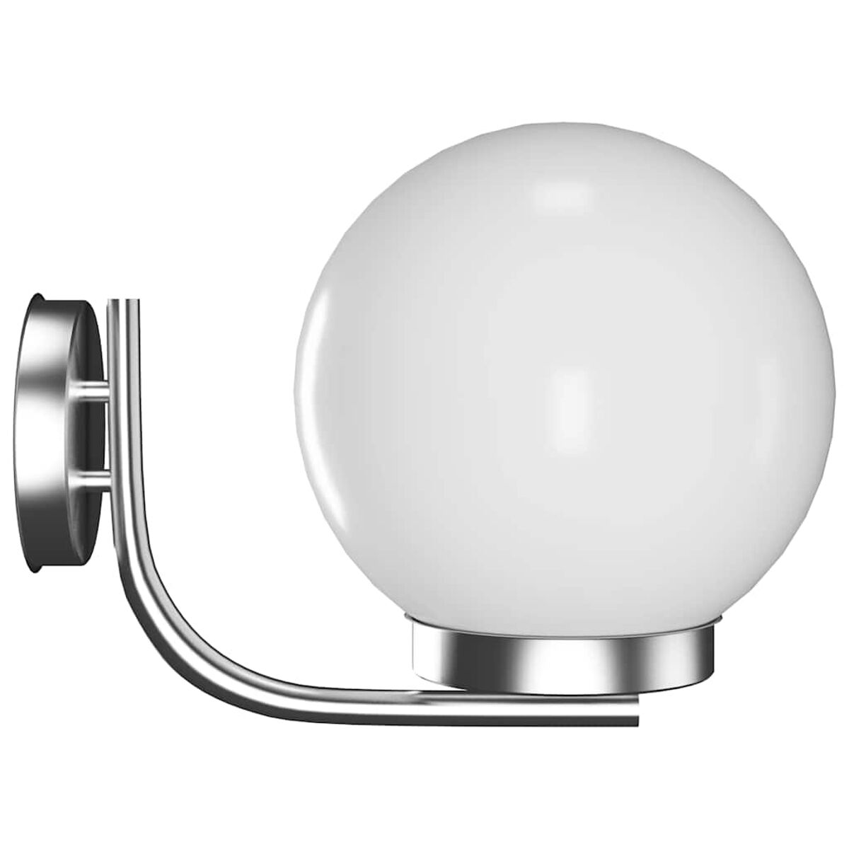 Lampada da parete argentata con una lampadina a globo bianca.