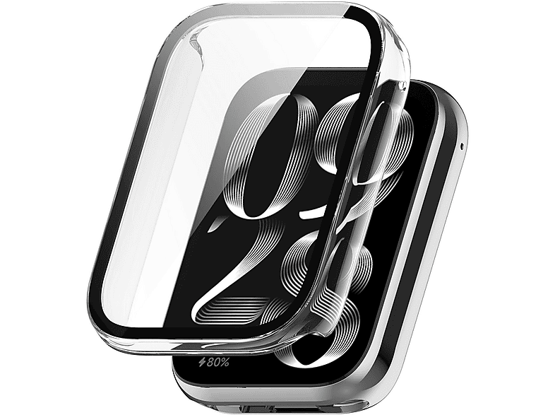 WIGENTO Kunststoff Smart Watch Hülle mit H9 Glas Watch Schutz Hülle (für Xiaomi Mi Band 8 Pro)