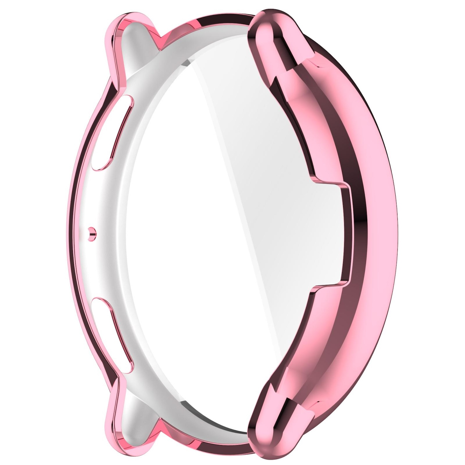 Rosa, runder Smartwatch-Schutz mit klarer Bildschirmschutzfolie.
