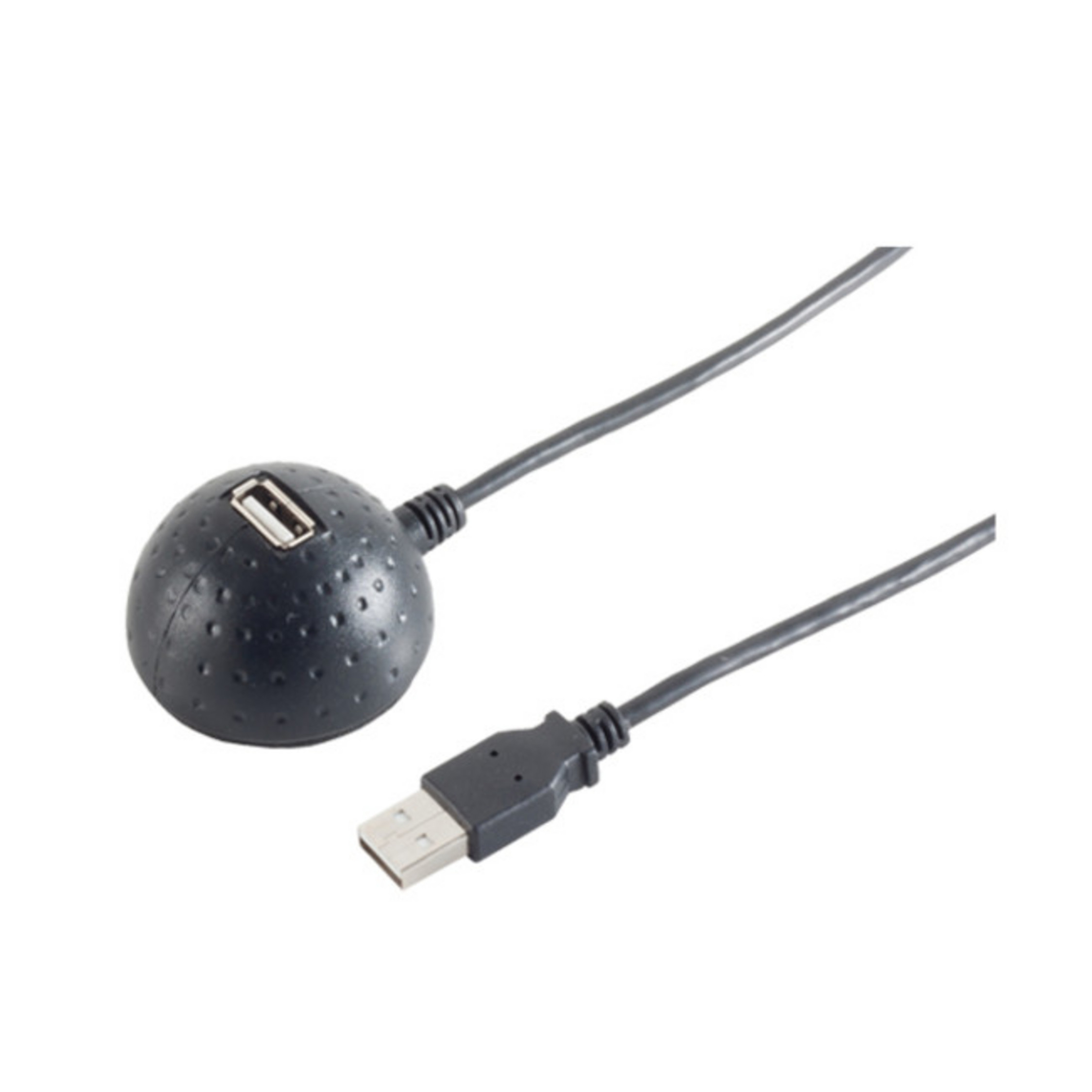 USB-Hub, rund mit USB-Anschluss und Kabel. Weißer Hintergrund.