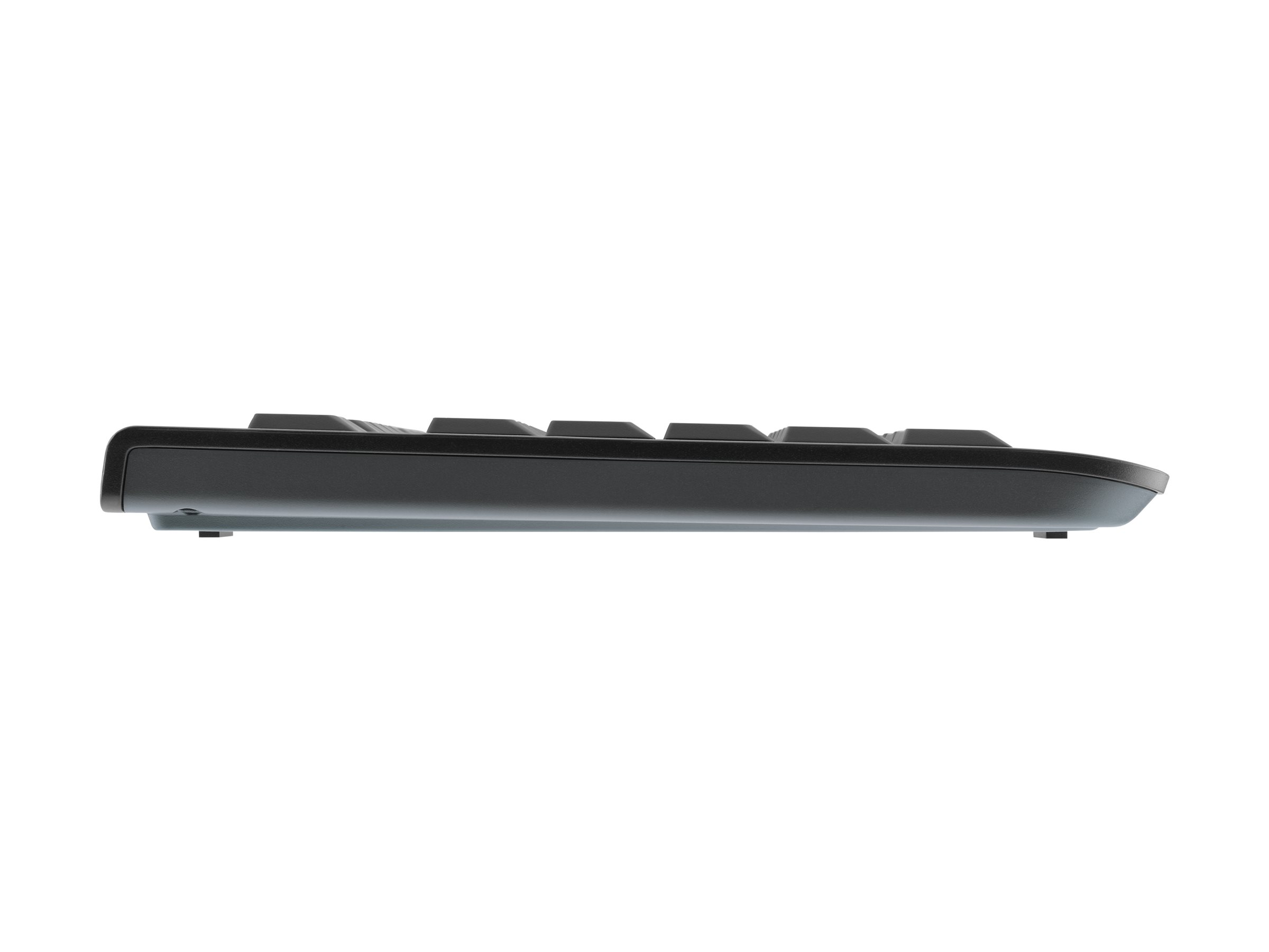 Un clavier noir vu de côté. Les touches ne sont pas visibles.
