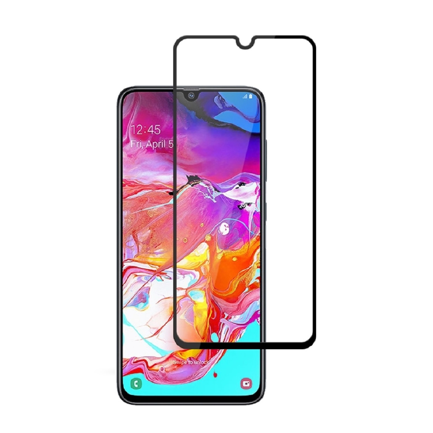 Ein Telefon mit Displayschutzfolie liegt auf dem Tisch. Der Schutz ist klar.