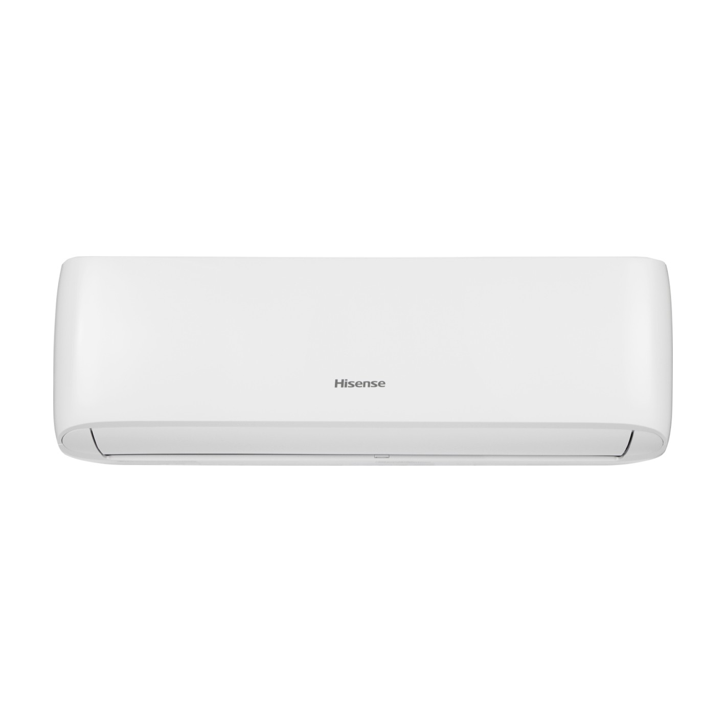 Aire acondicionado Hisense blanco sobre fondo blanco.