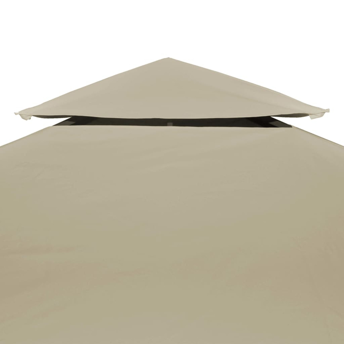 La sezione superiore di una tettoia beige su sfondo bianco, semplice e pulito.