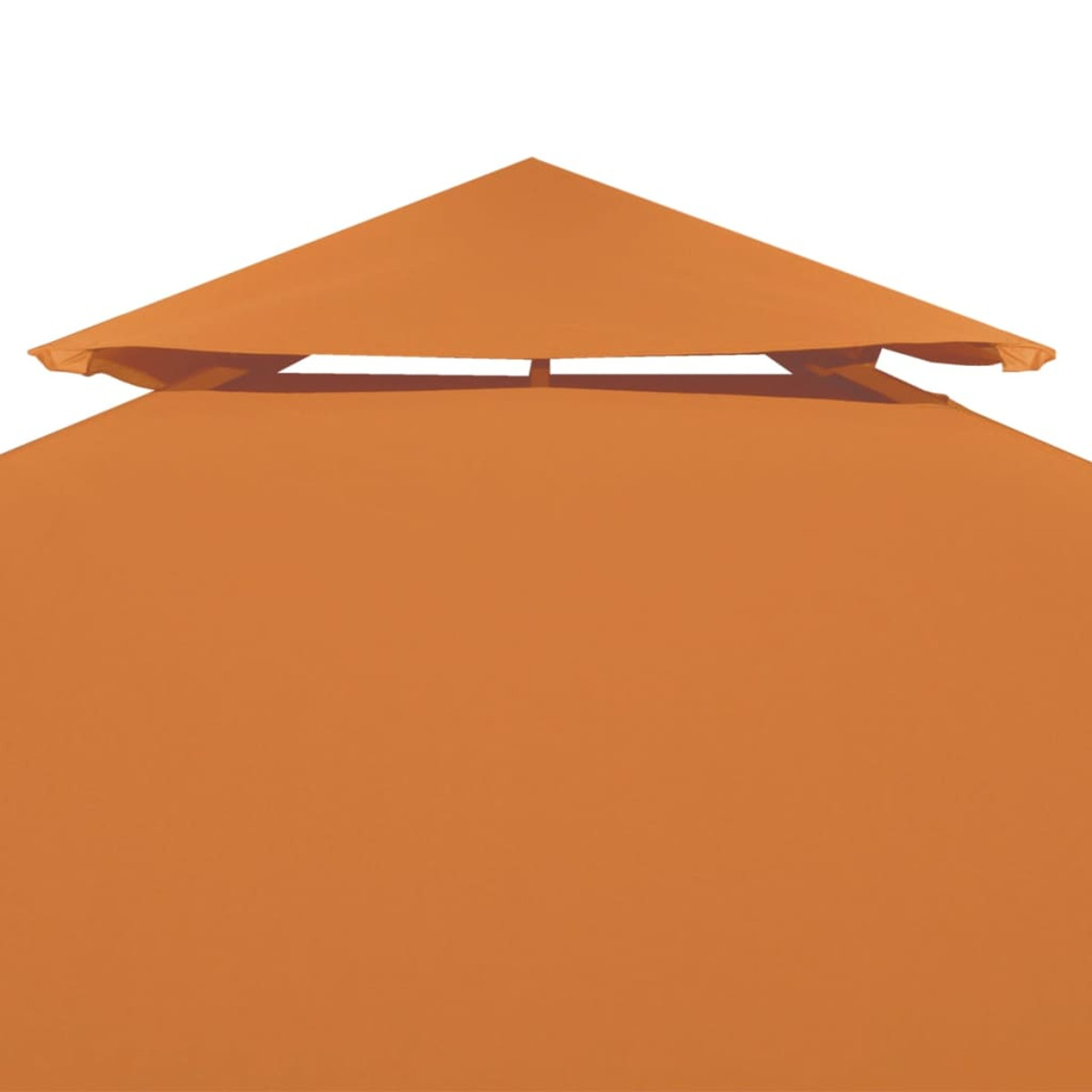 Parte superiore della tenda arancione, forma a punta, sfondo bianco.