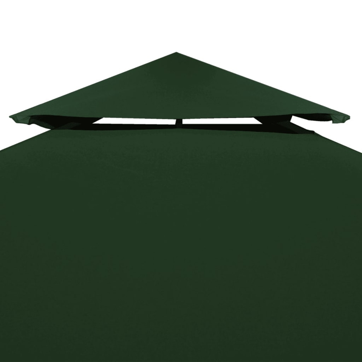 Tettoia verde scuro su sfondo bianco. Design semplice, buon contrasto.