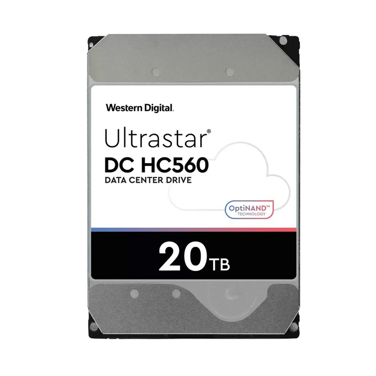 Dysk twardy Western Digital Ultrastar DC HC560 20TB z grafiką chmury.