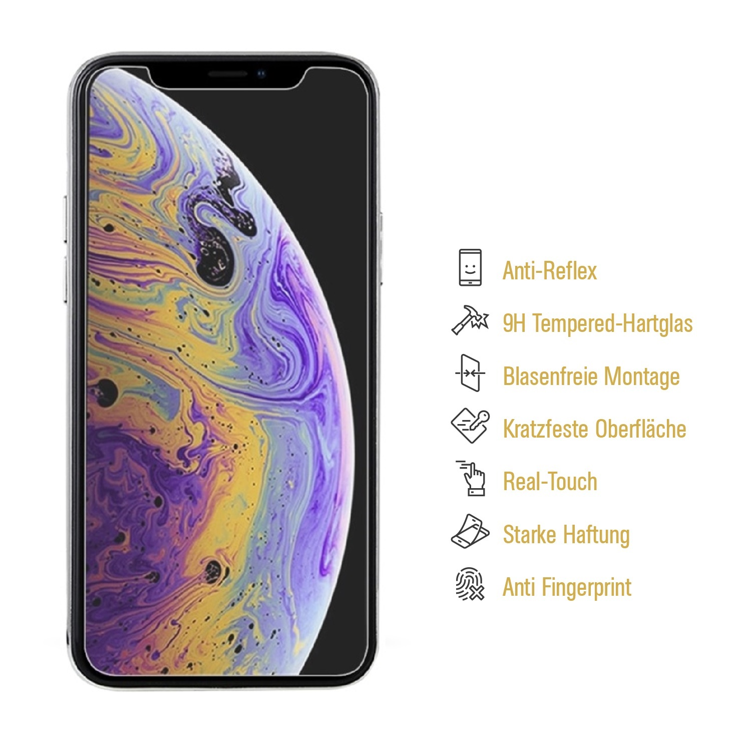 Telefon mit Displayschutz, mit Funktionen wie Anti-Reflex und kratzfest.