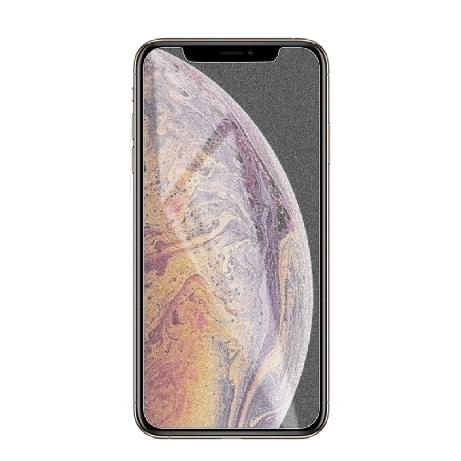 Smartphone mit aufgebrachter Displayschutzfolie, zeigt Textur und Details.