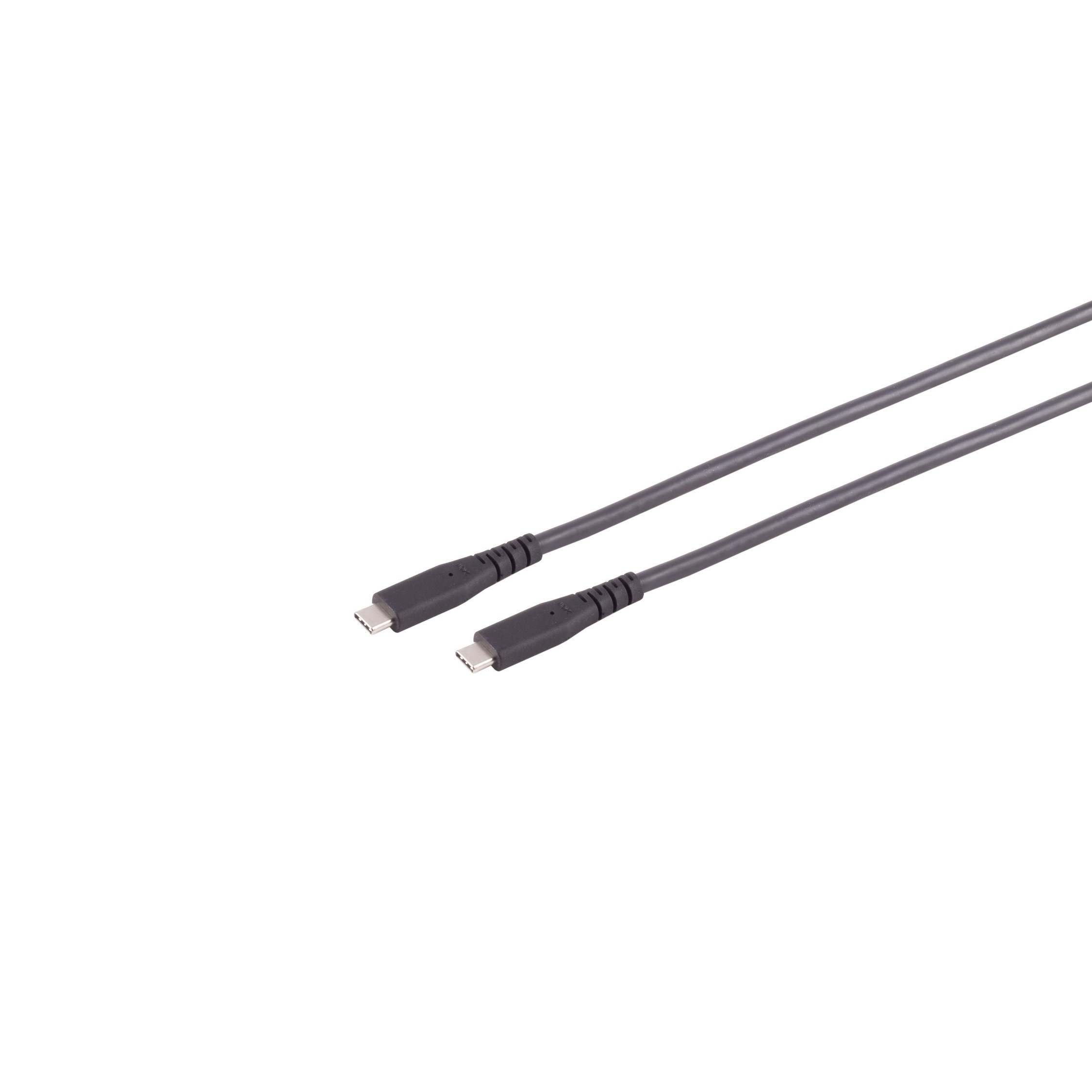 Dwa ciemnoszare kable USB-C na białym tle.