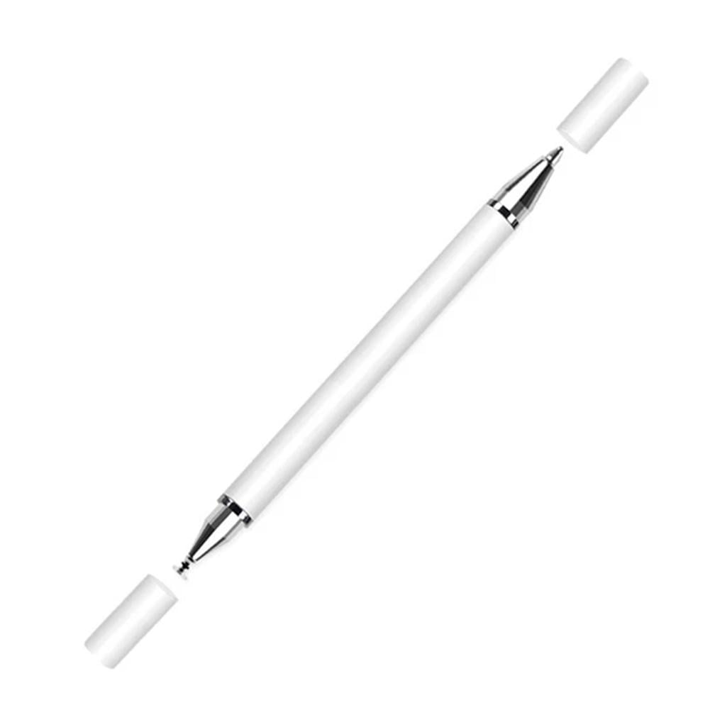 Ein weißer Stift mit zwei Kappen. Der Stift ist in der Mitte und die Kappen auf beiden Seiten.