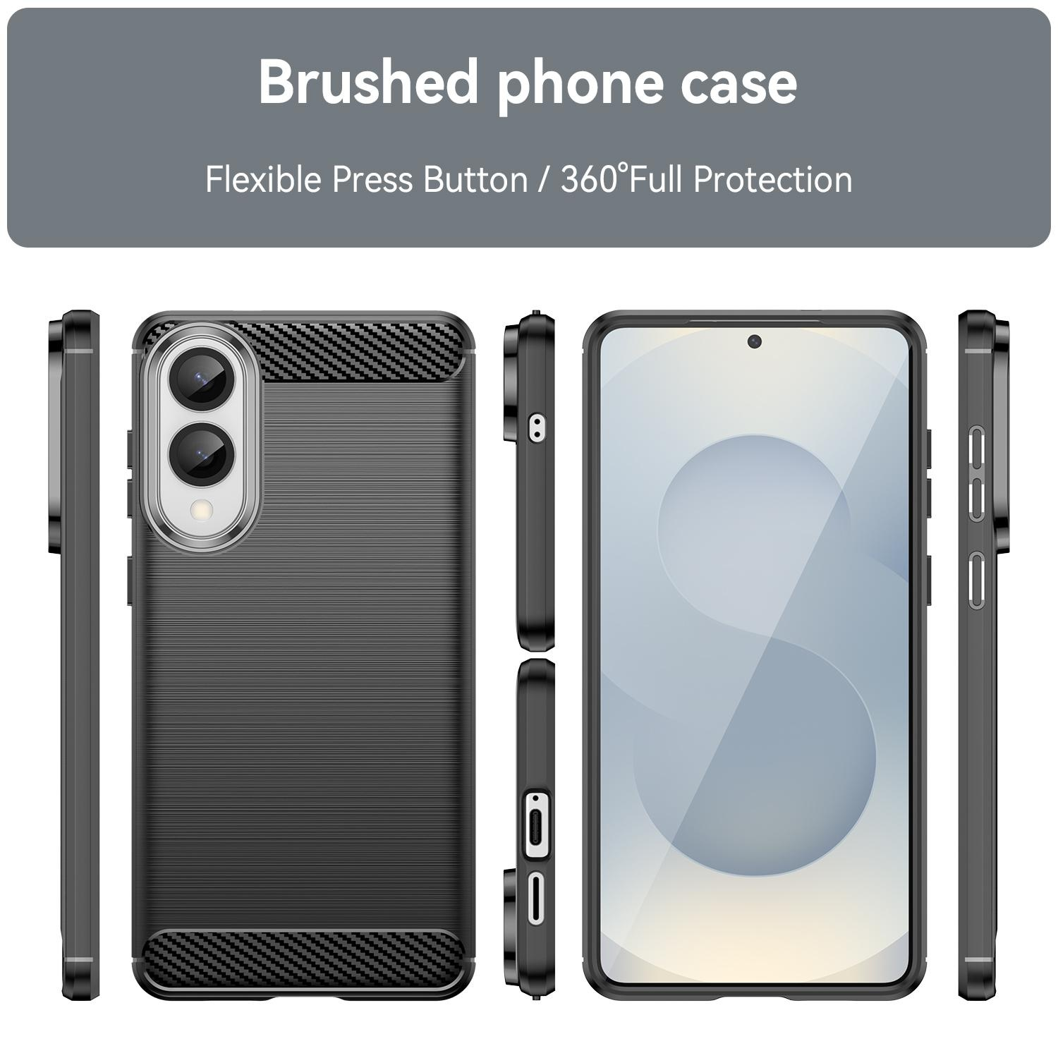 Funda de teléfono negra. La funda se ve desde diferentes ángulos. Fondo blanco.