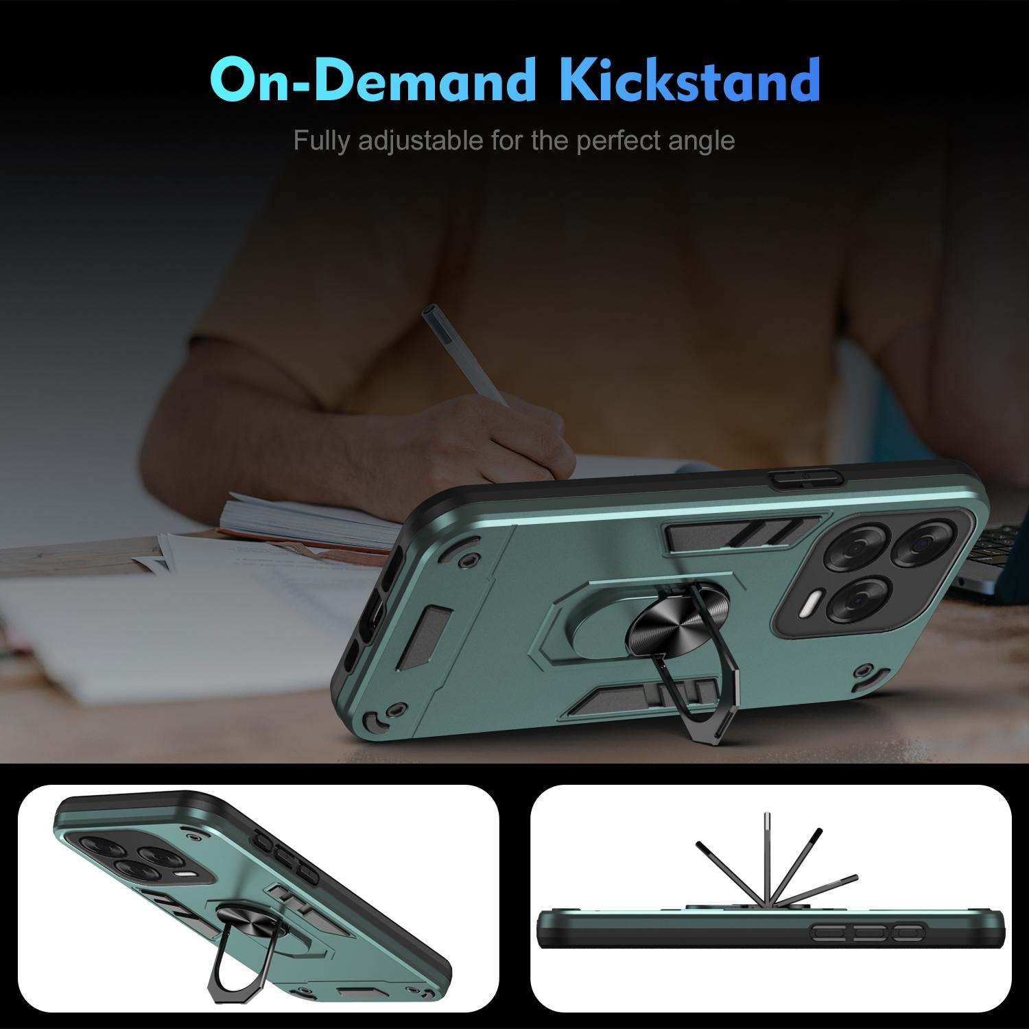 Handyhülle mit Ständer, das Telefon liegt auf einem Schreibtisch.