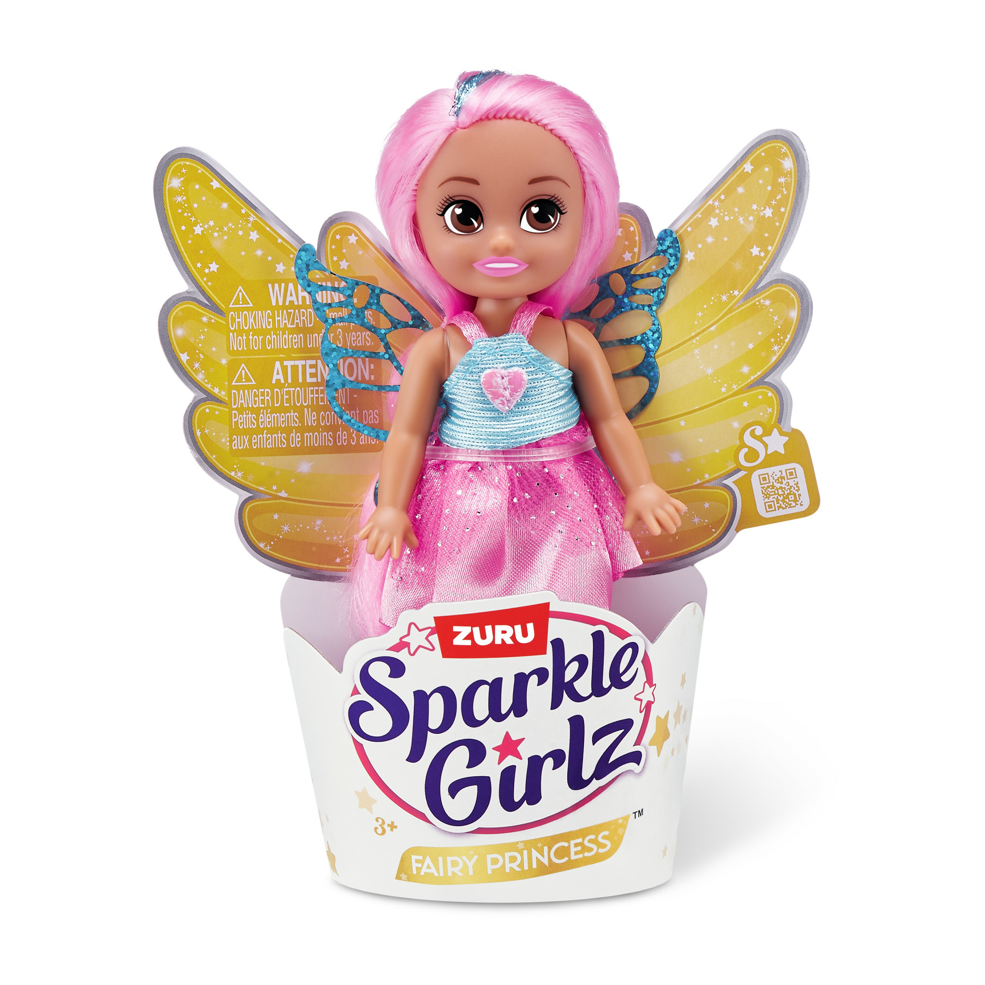 Sparkle Girlz Feenprinzessinnen-Puppe in Verpackung, mit Flügeln und rosa Kleid.