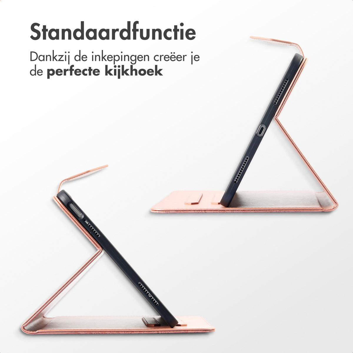 Tablet case, in two positions. Text reads 'Standard function'. The tablet is visible.