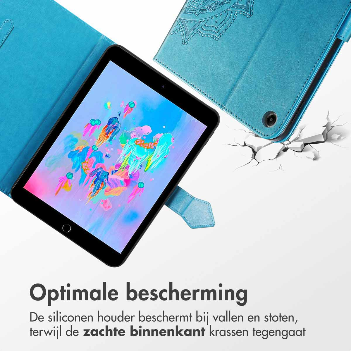 A tablet in a blue case, with text: Optimal protection.