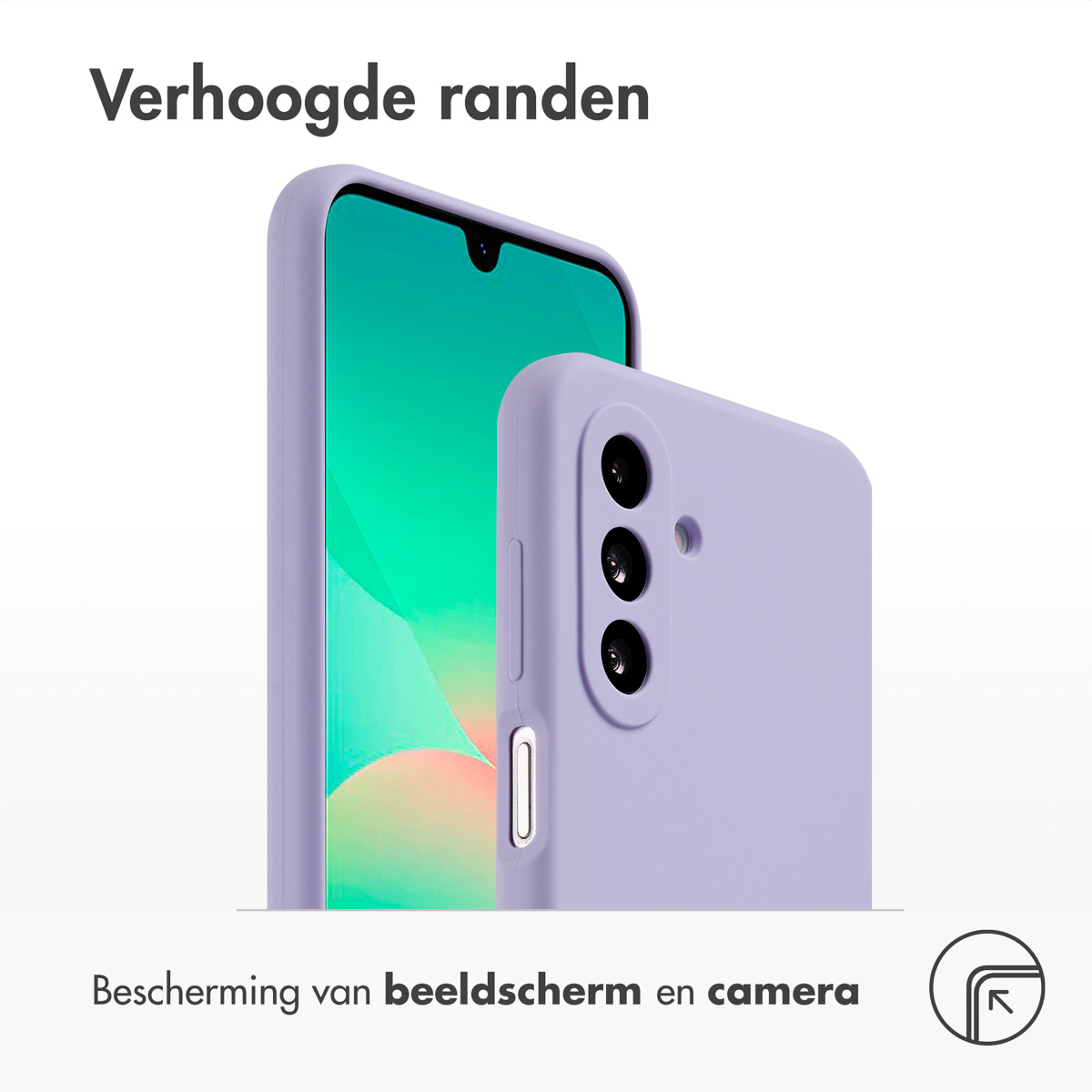 Una custodia per telefono viola, con lo schermo del telefono visibile.