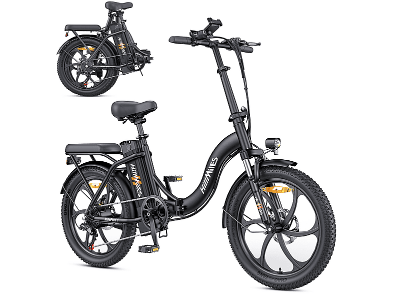 HILLMILES Mileport Citybike (Laufradgröße: 20 Zoll, Unisex-Rad, Schwarz)