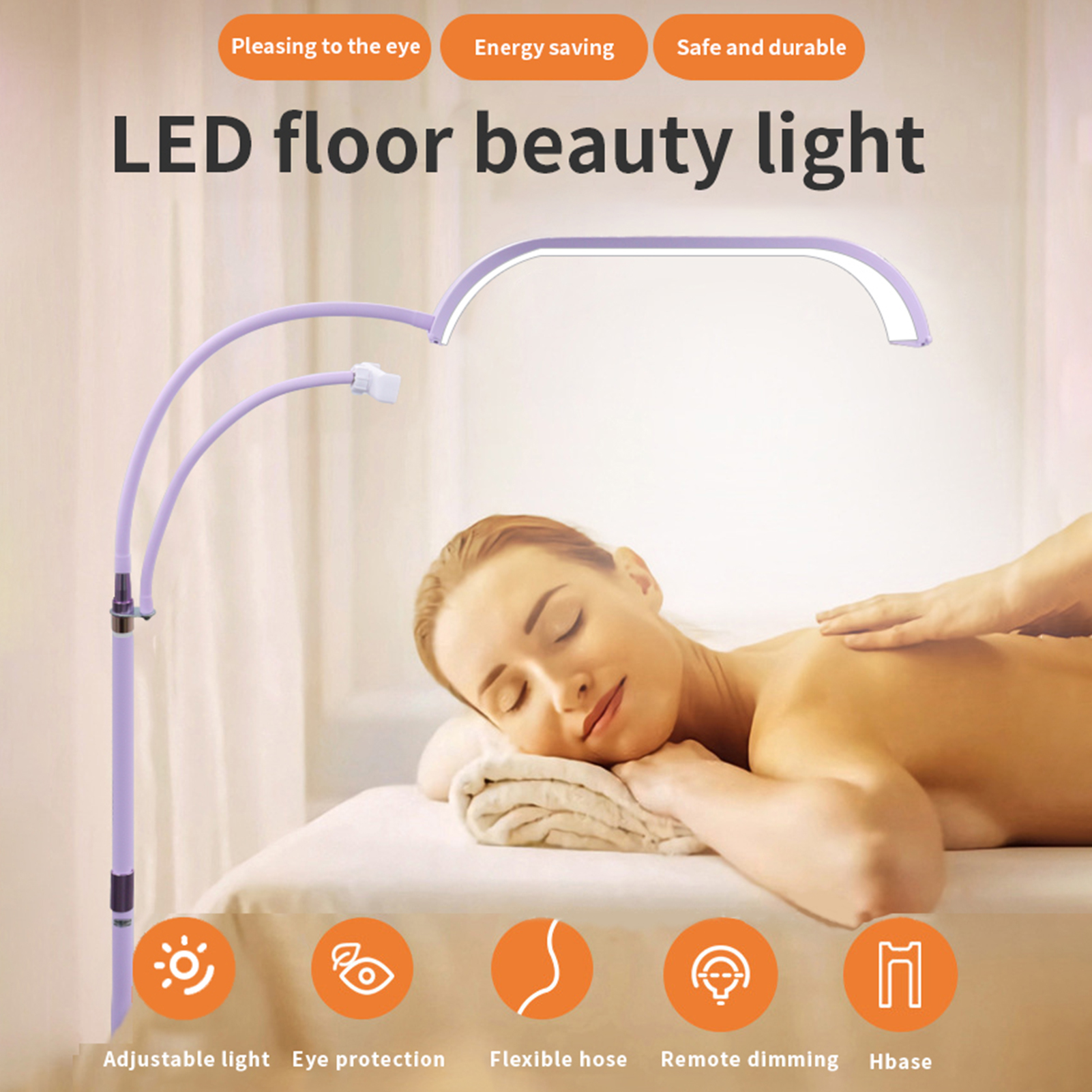 LED-Boden-Beauty-Licht, mit einer Frau auf einer Massageliege.