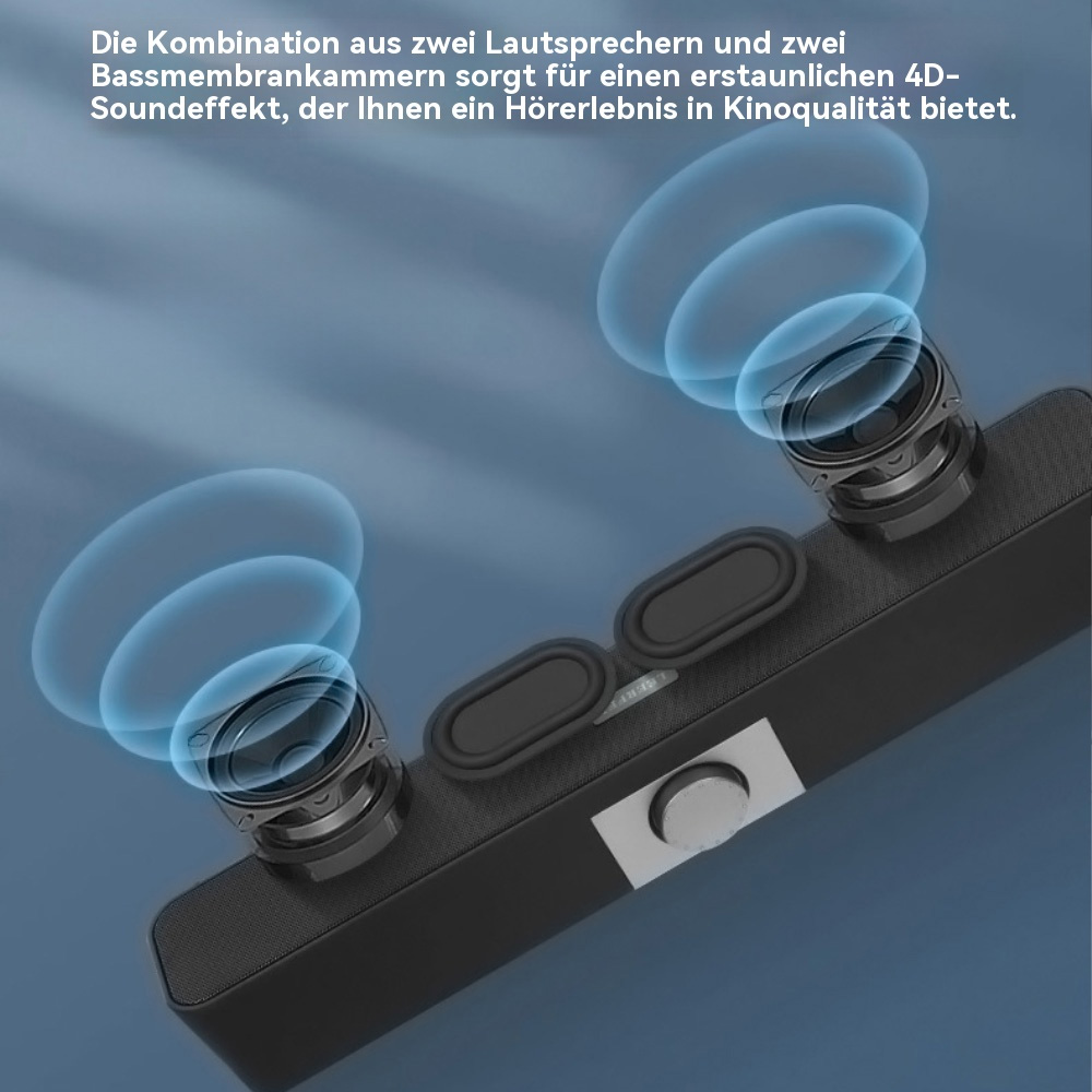 Soundbar-Lautsprecher mit Lautsprechern und Basskammern mit Soundeffekt.