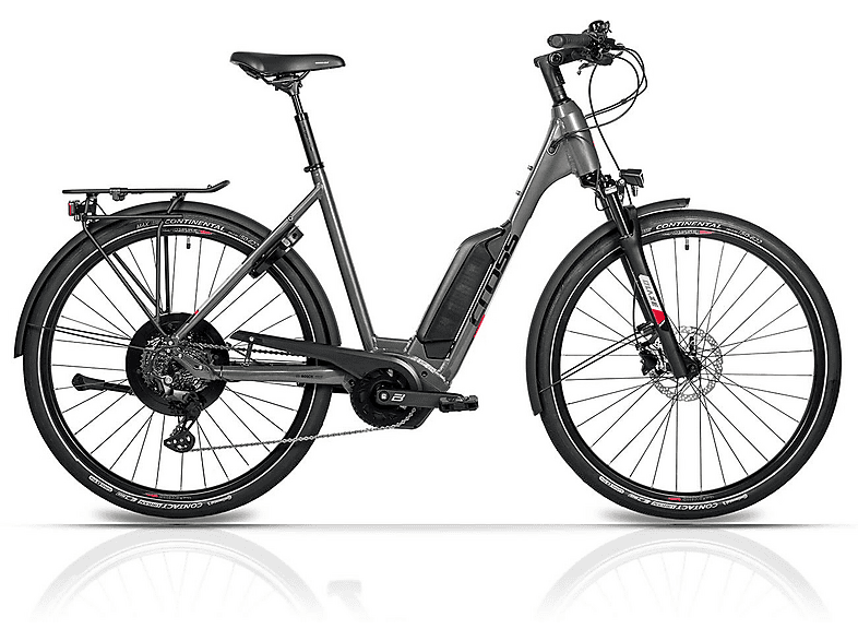 AIRTRACKS 28 Zoll  E-Bike Trekking Fahrrad LS WAVE V-Tron BOSCH ACTIVE PLUS LINE Gen3 500Wh 10s SHIMANO DEORE Trekkingrad (Laufradgröße: 28 Zoll, Rahmenhöhe: 55 cm, Damen-Rad, Grau Matt)