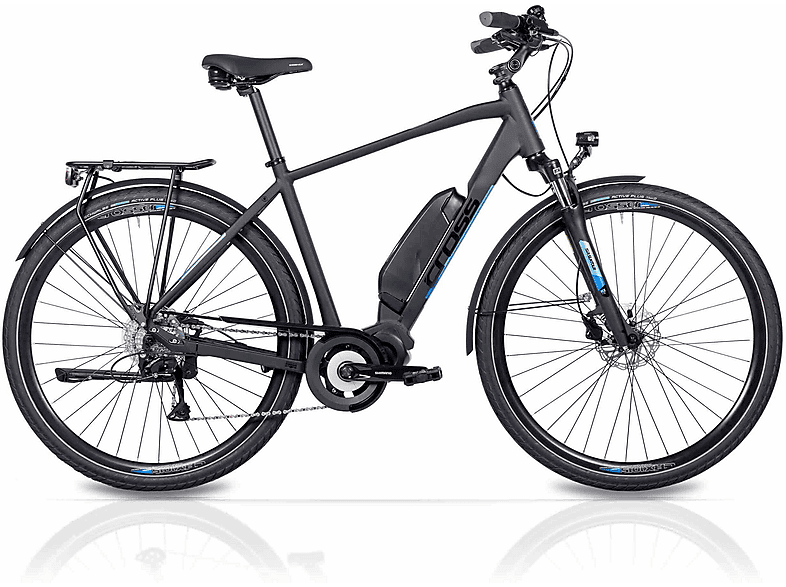 AIRTRACKS 28 Zoll Herren E-Bike Trekking Fahrrad  V-TRON SHIMANO STеPS E-5000 418 Wh 9 x GANG SHIMANO RD-T3000 Trekkingrad (Laufradgröße: 28 Zoll, Rahmenhöhe: 56 cm, Herren-Rad, Schwarz Matt)