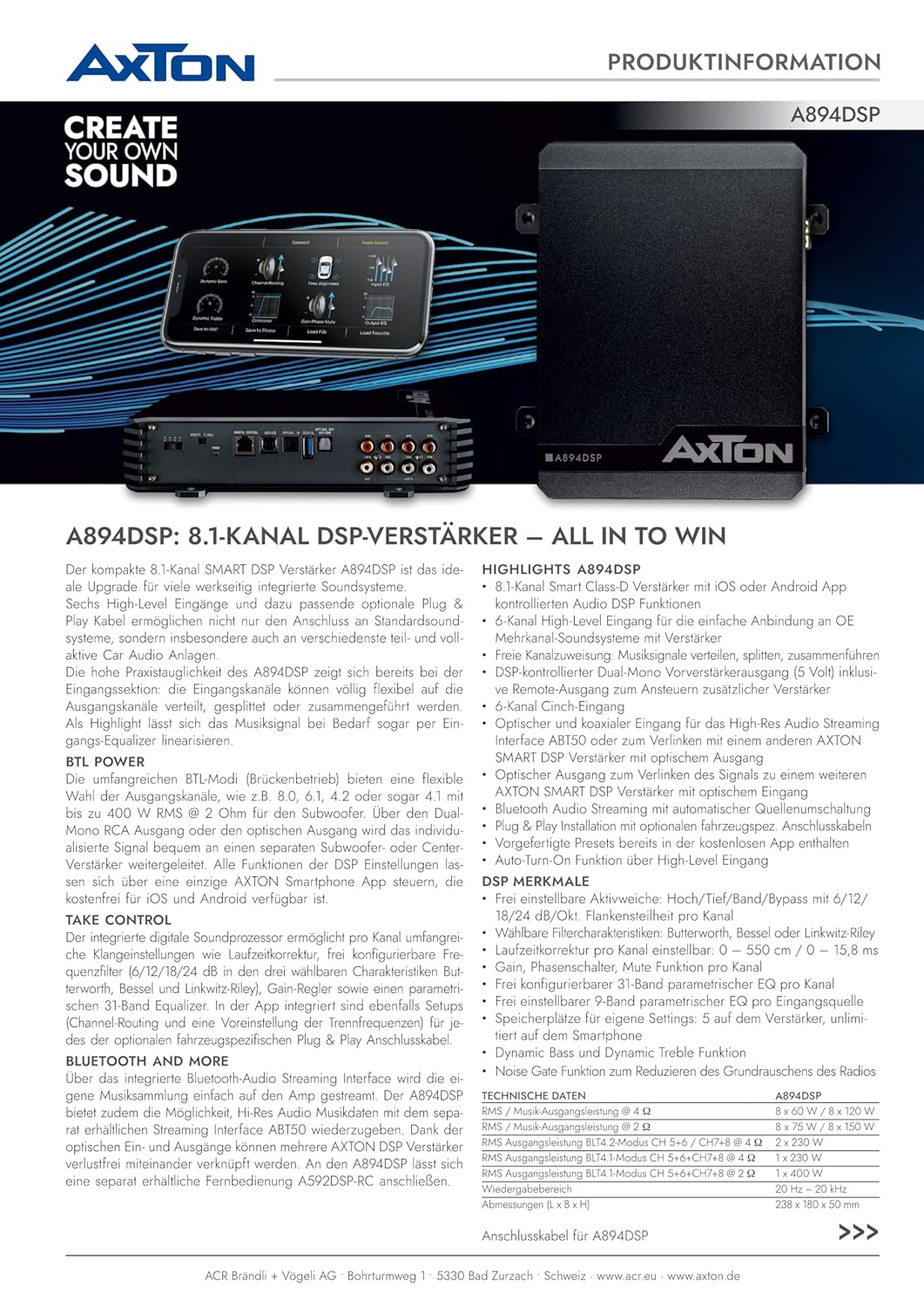 Car-Audio-Gerät mit verschiedenen Komponenten. Das Gerät ist schwarz, mit einem Bildschirm und mehreren Anschlüssen.