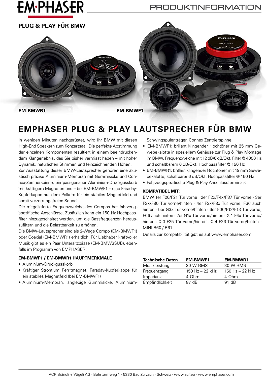Car-Audio-Lautsprecher, schwarz. Die Lautsprecher sind auf weißem Hintergrund mit einem roten Mittelkreis.