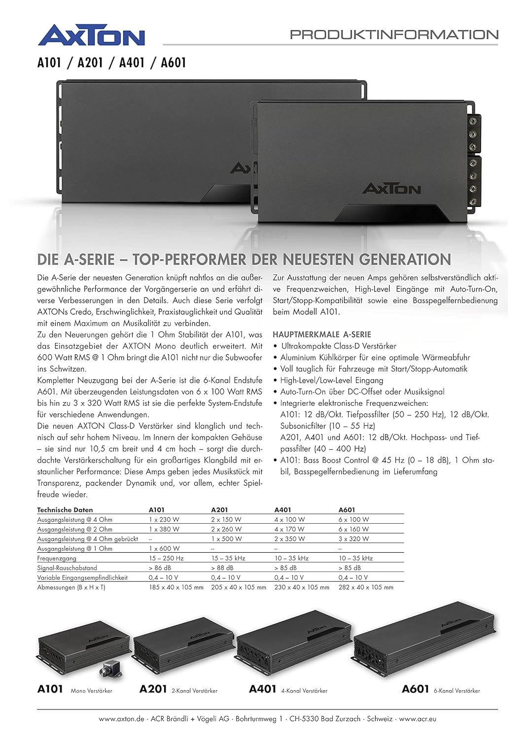 Eine gedruckte Seite mit Text und Bildern. Der Titel lautet A101/ A201/ A401/ A601.