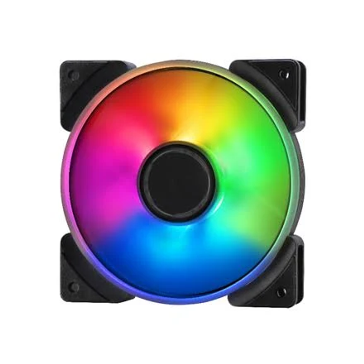 Ventola per PC con luce arcobaleno e cornice nera.