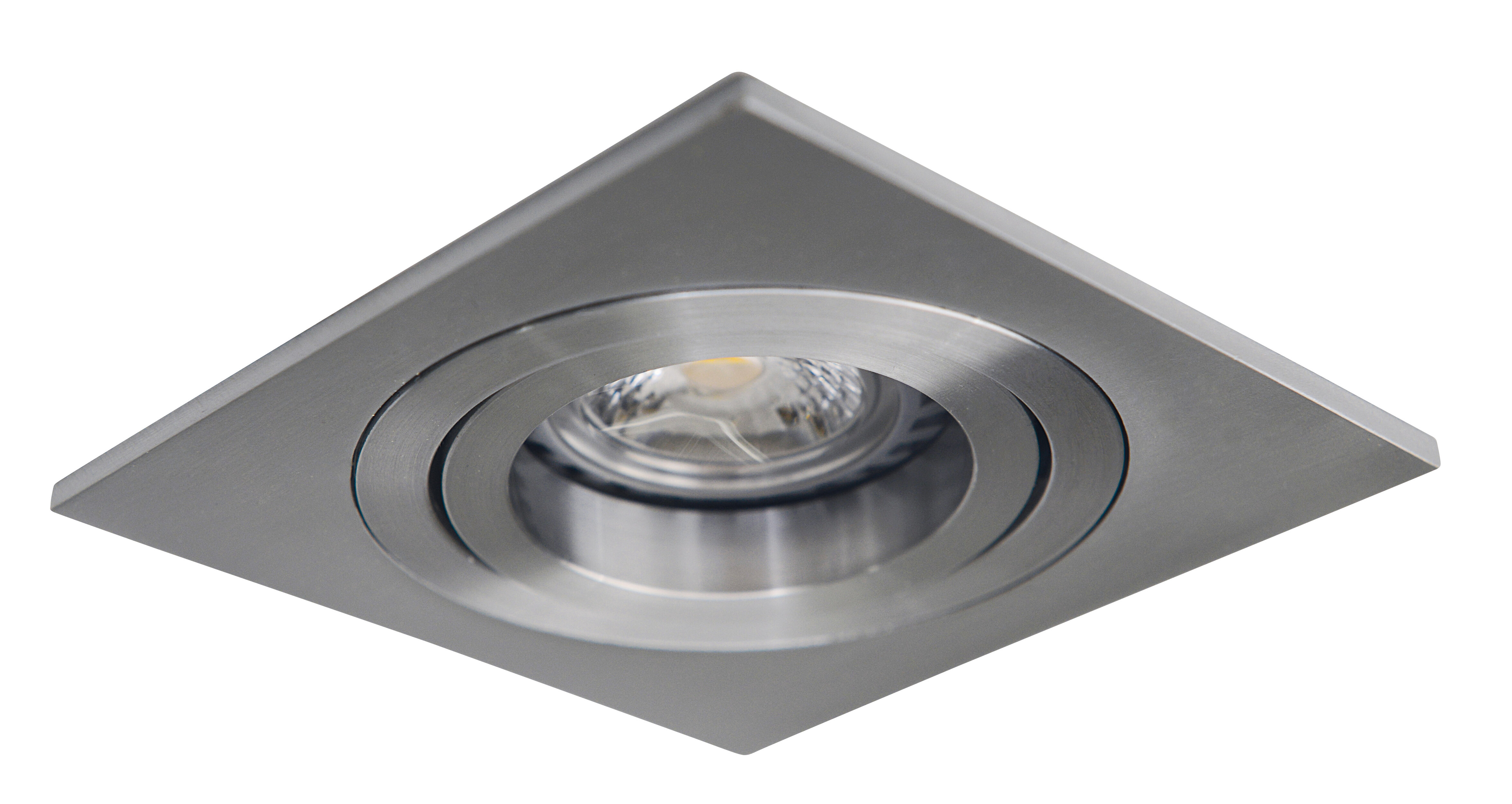 Eine quadratische Einbauleuchte mit fokussierter Lichtquelle.
