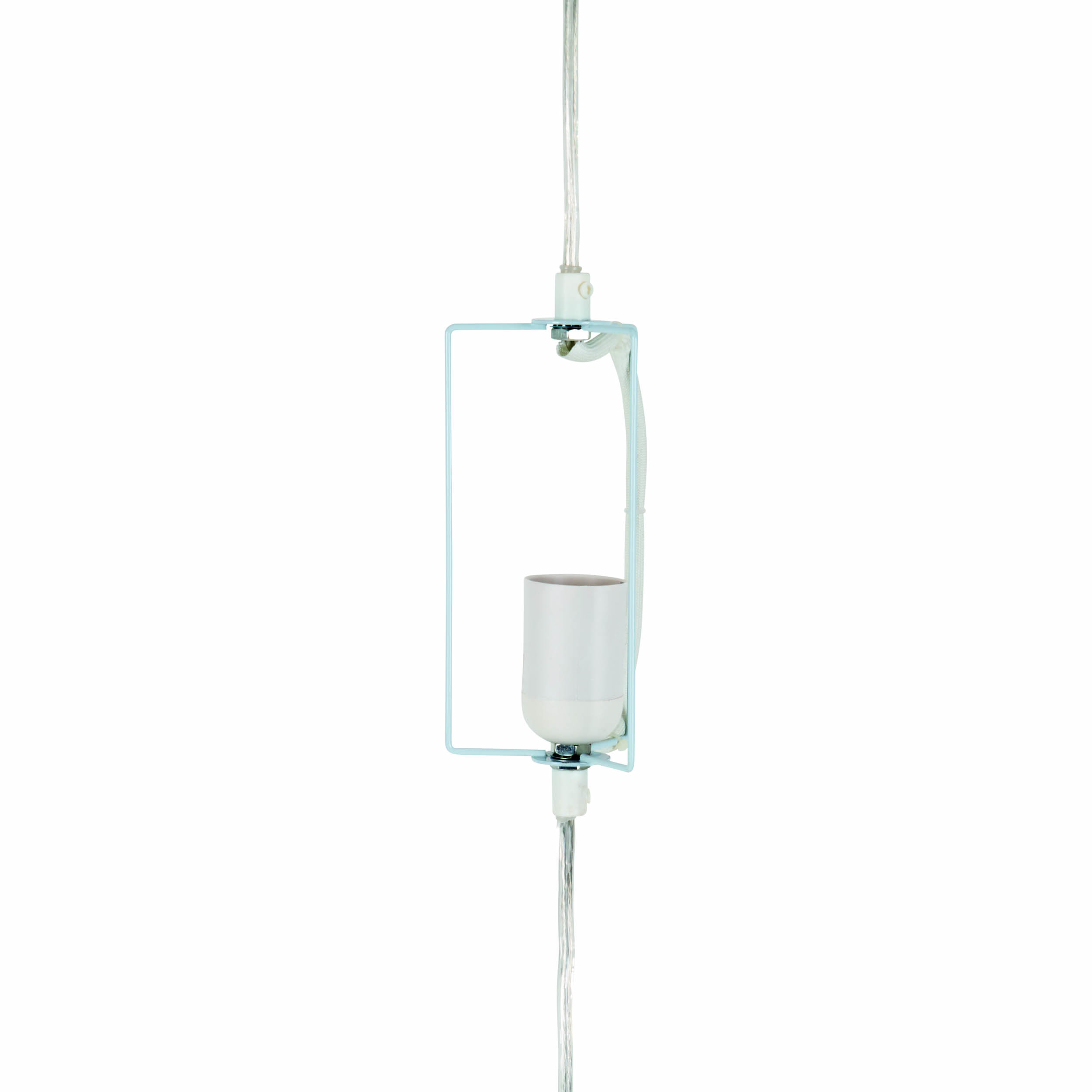 Eine weiße Leuchte mit weißem Rahmen und weißem Lampenhalter.