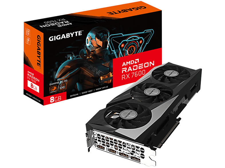 GIGABYTE Radeon RX 7600 GAMING OC 8G (AMD, Grafikkarte)