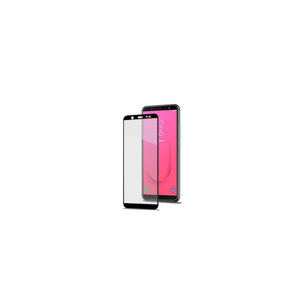 Telefono con protezione schermo. Il telefono è nero, la protezione è trasparente. Lo sfondo è bianco.