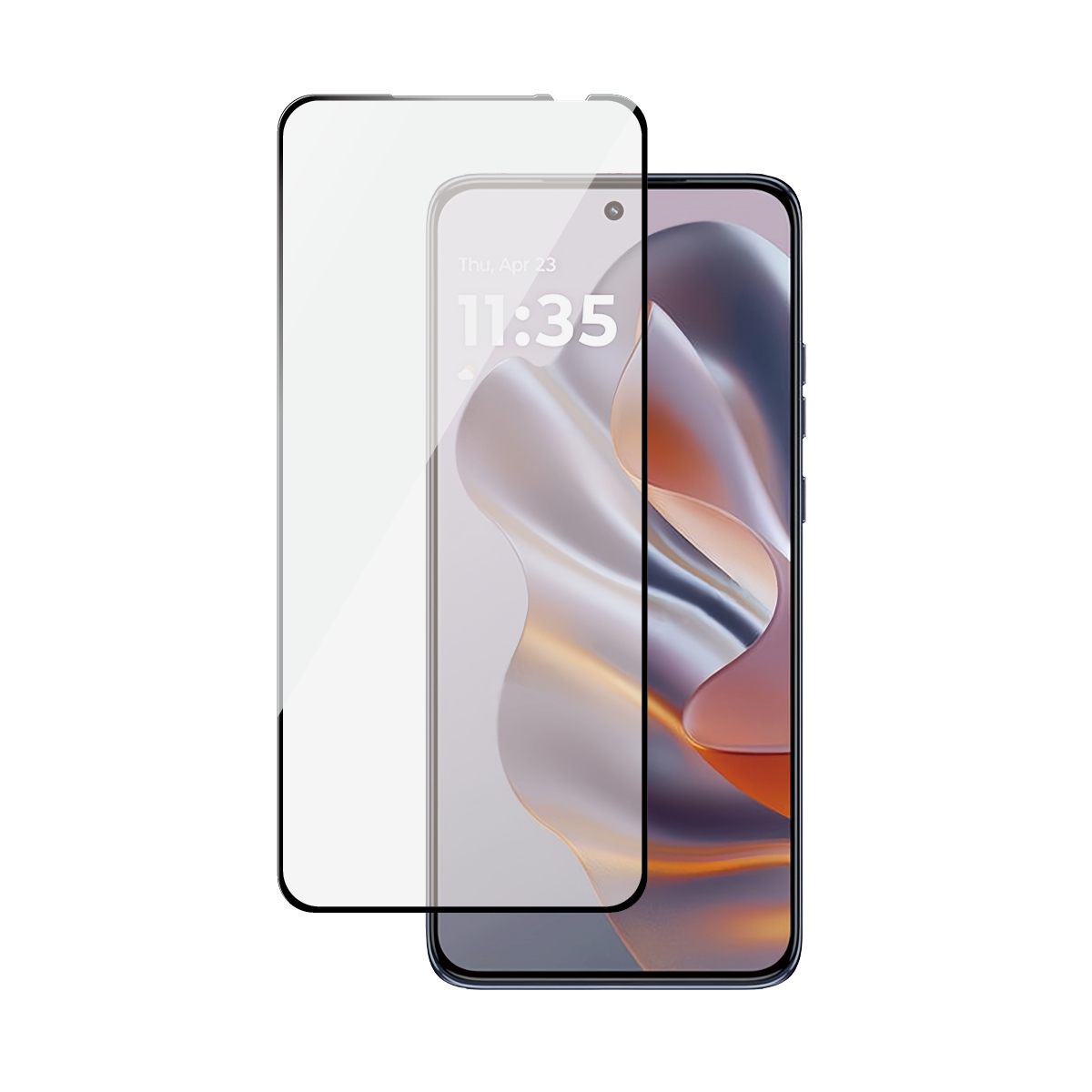 Smartphone con protezione schermo applicata e una protezione schermo accanto.