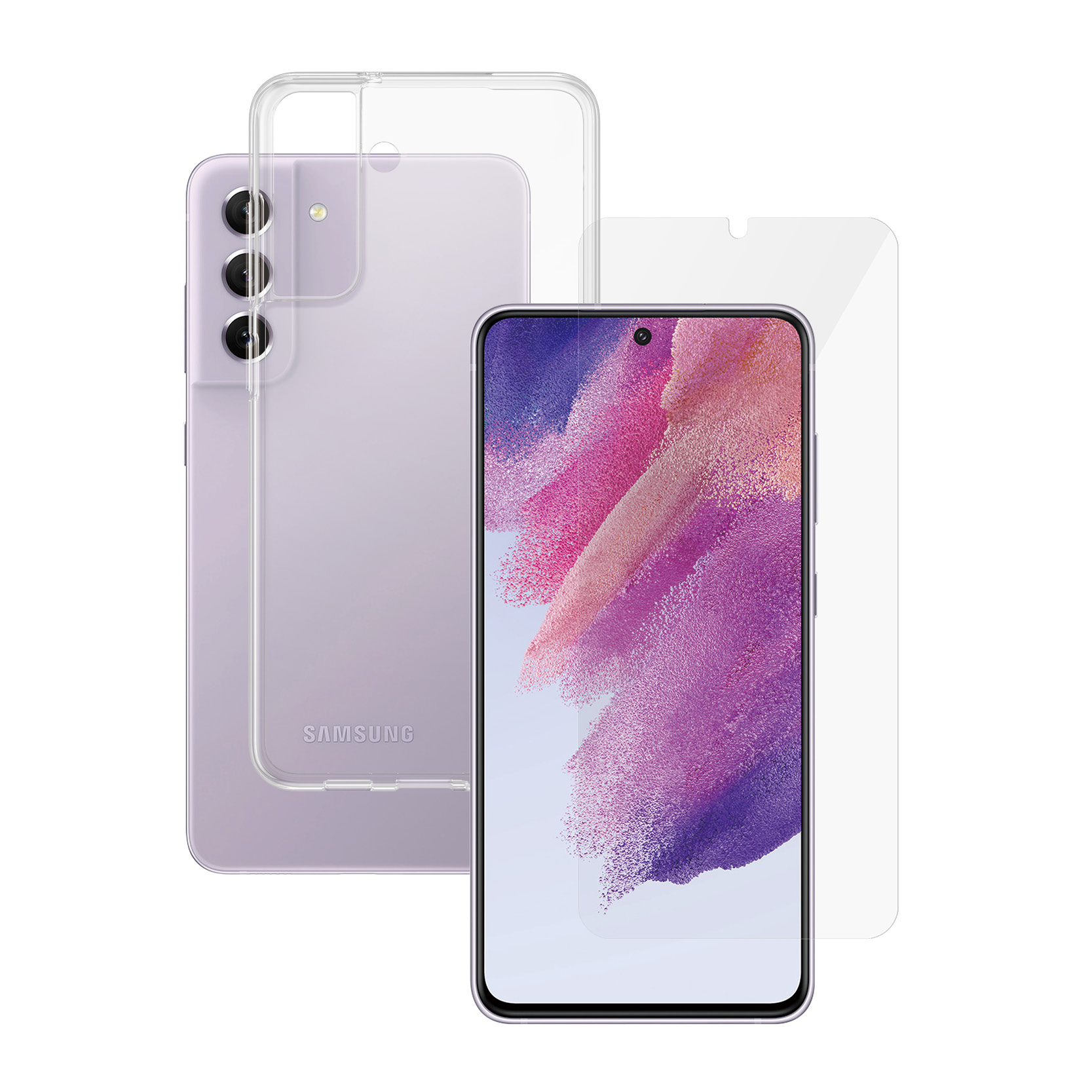Telefon Samsung, etui i ochraniacz ekranu, przezroczyste etui i ochraniacz.