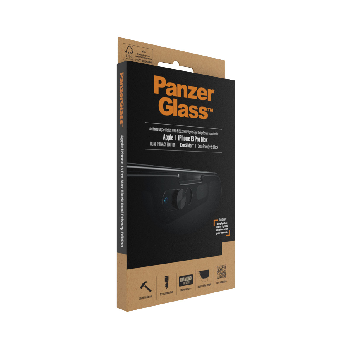 Panzer Glass, Camera Lens Protector yazılı kutu. Siyah tasarım.