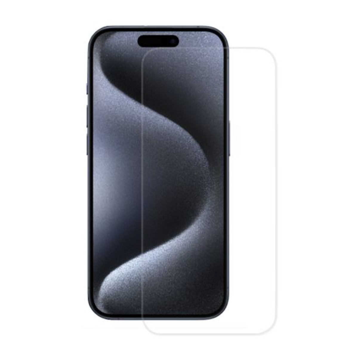 Un telefono con protezione schermo applicata. Il telefono è nero e la protezione schermo è trasparente.