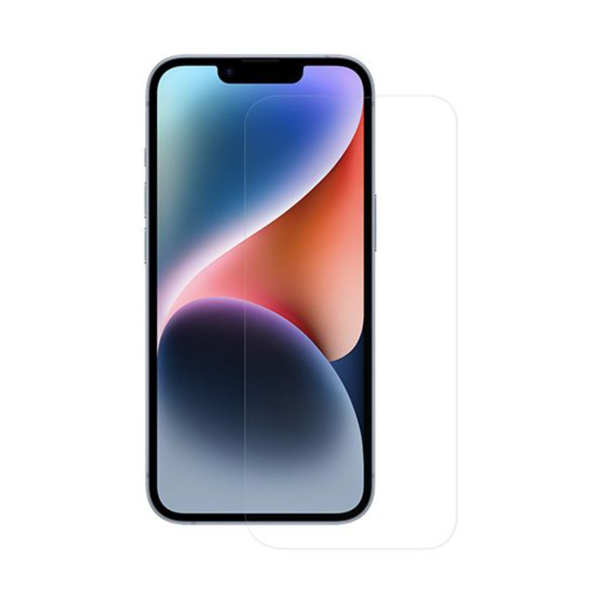 Un iPhone con protezione schermo. La protezione è trasparente e applicata al telefono.