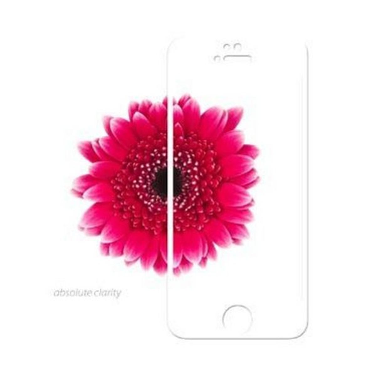 Una protezione schermo con un fiore rosa dietro, che mostra chiarezza e trasparenza.