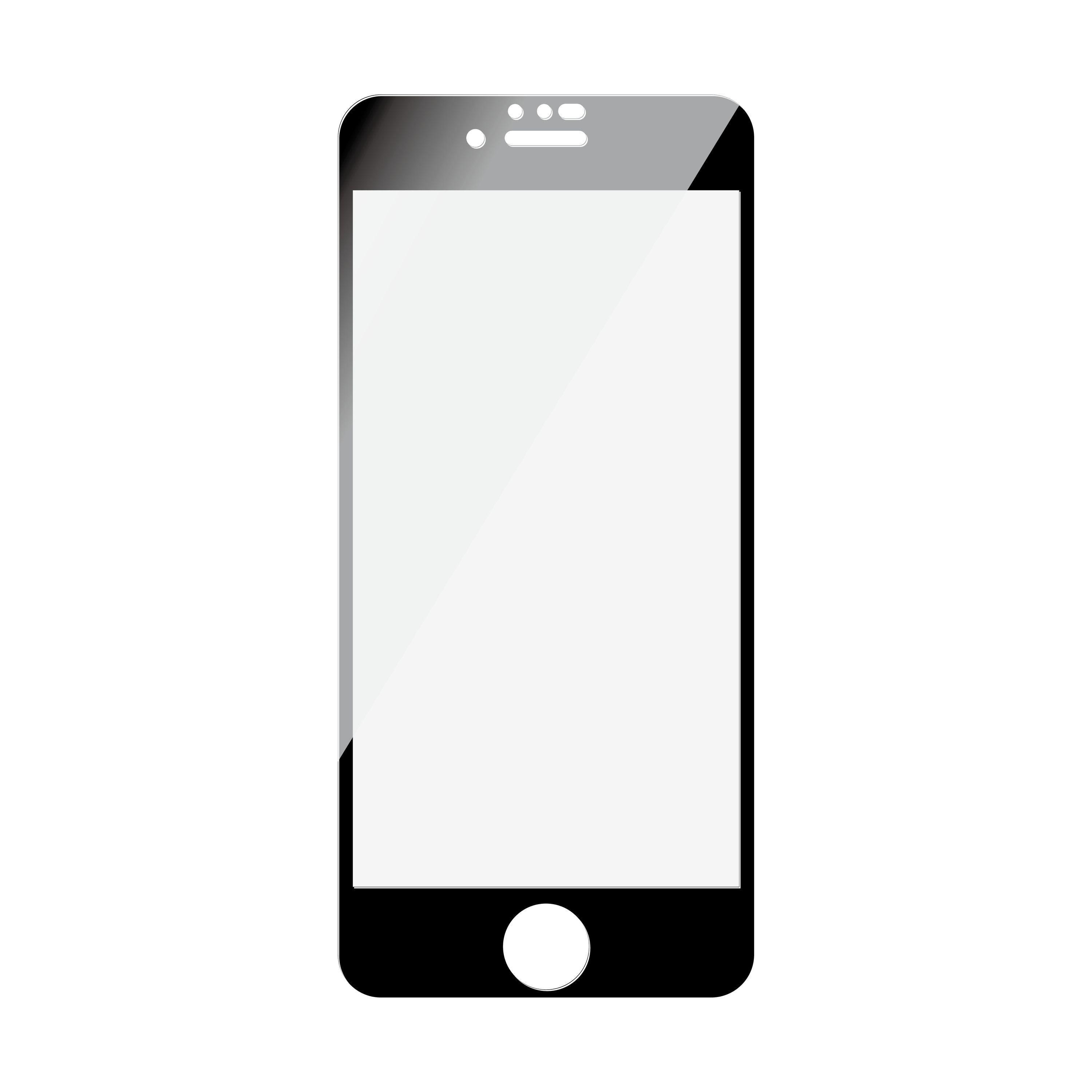 Uno smartphone nero con uno schermo bianco. Lo schermo è vuoto.