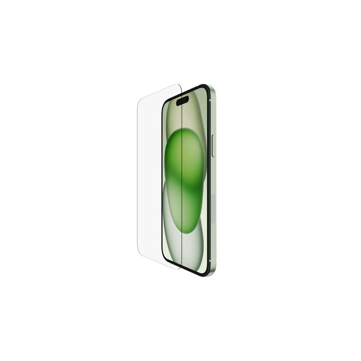 Telefono con protezione schermo. Il telefono è verde.