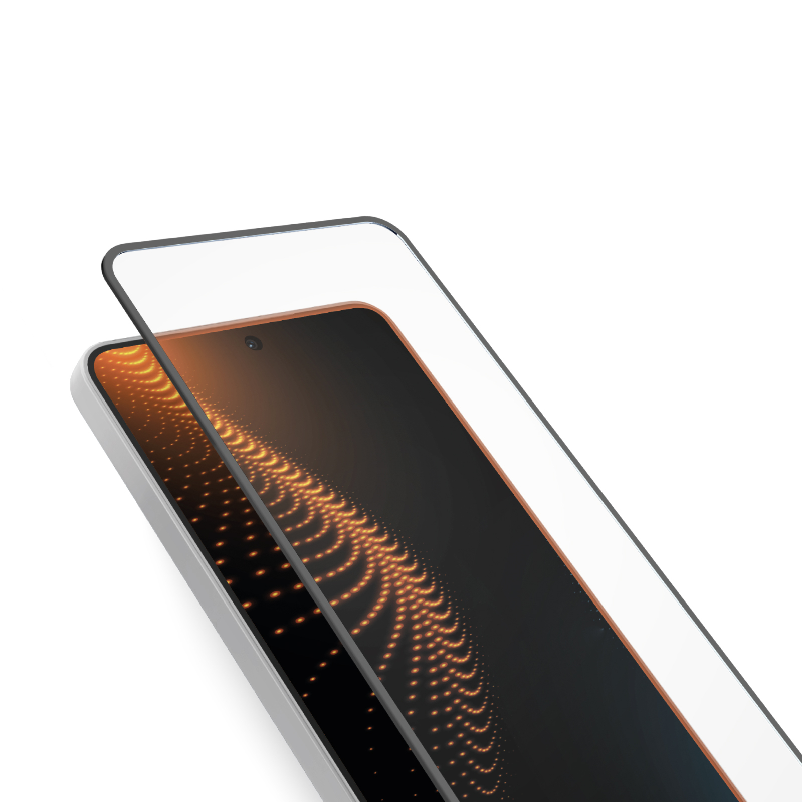 Smartfon z ciemnym ekranem i folią ochronną na nim.