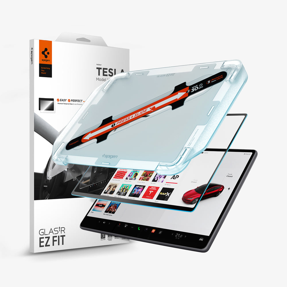 Kit protezione schermo Tesla con custodia trasparente, schermo e interfaccia auto Tesla.