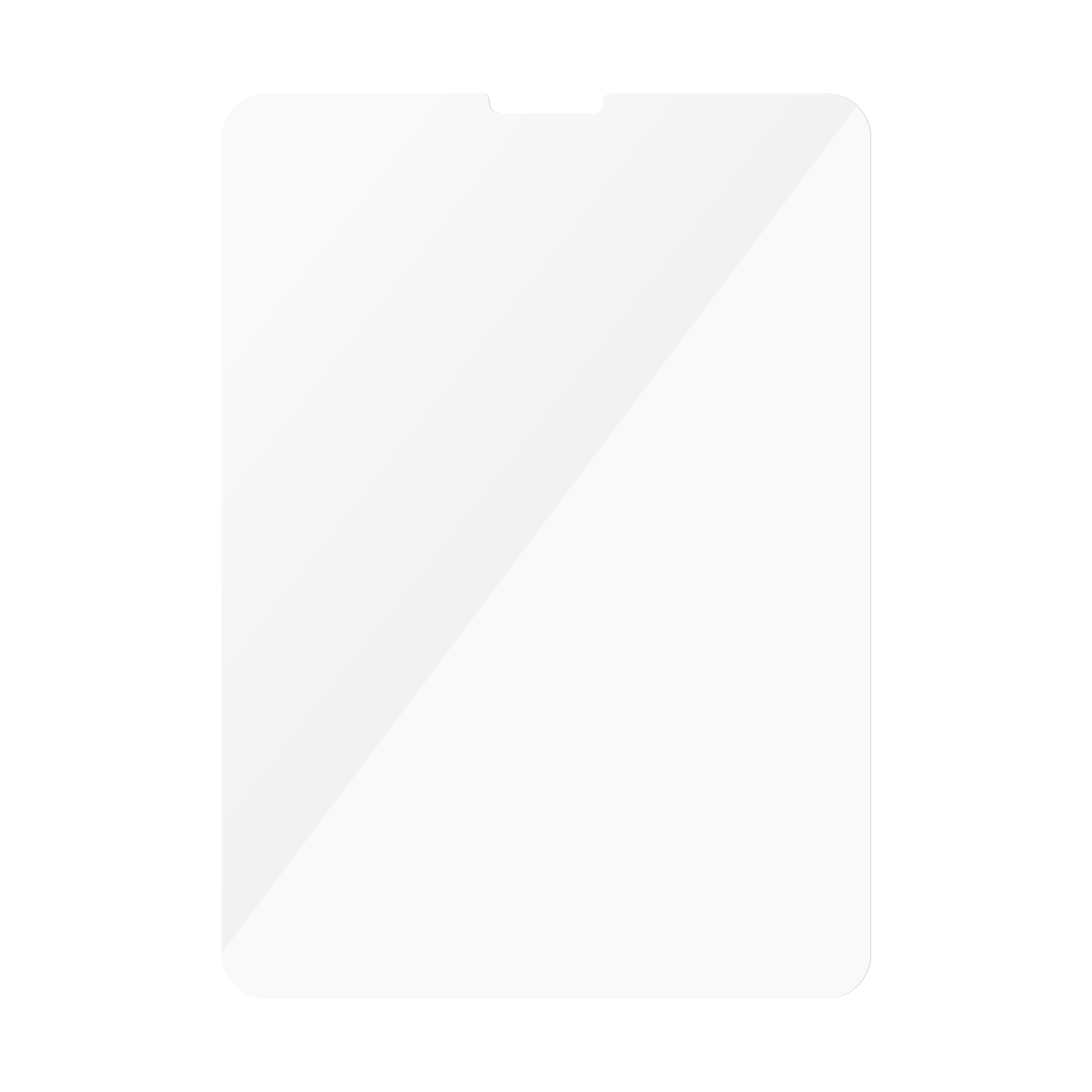 Una protezione schermo trasparente per un tablet. La protezione è bianca.