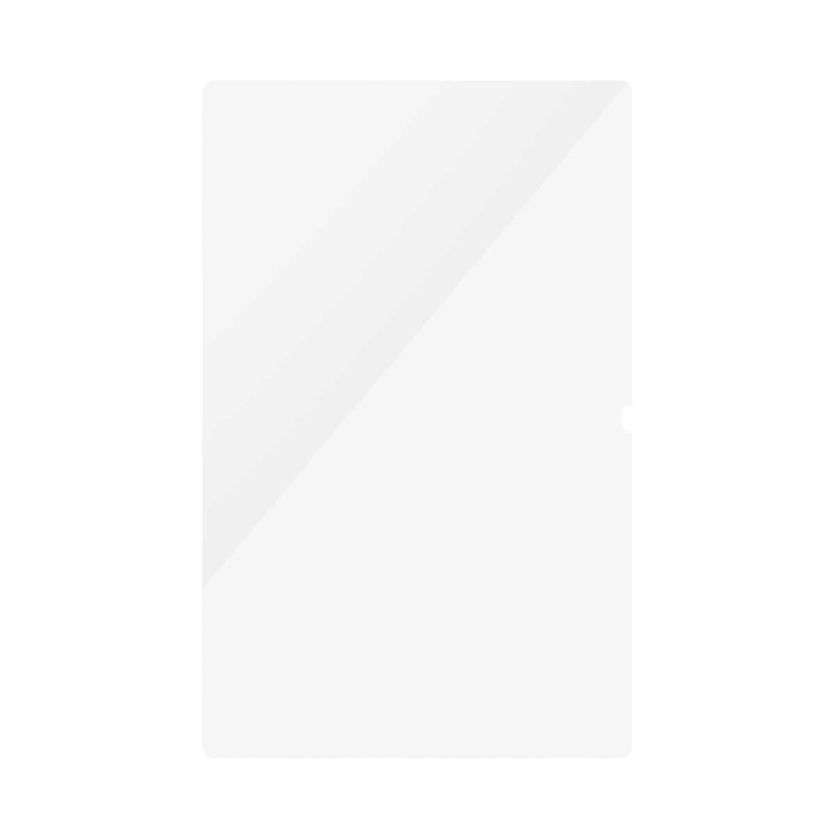 Biały ochraniacz ekranu, pod kątem, na białym tle. Minimalistyczna, czysta kompozycja.