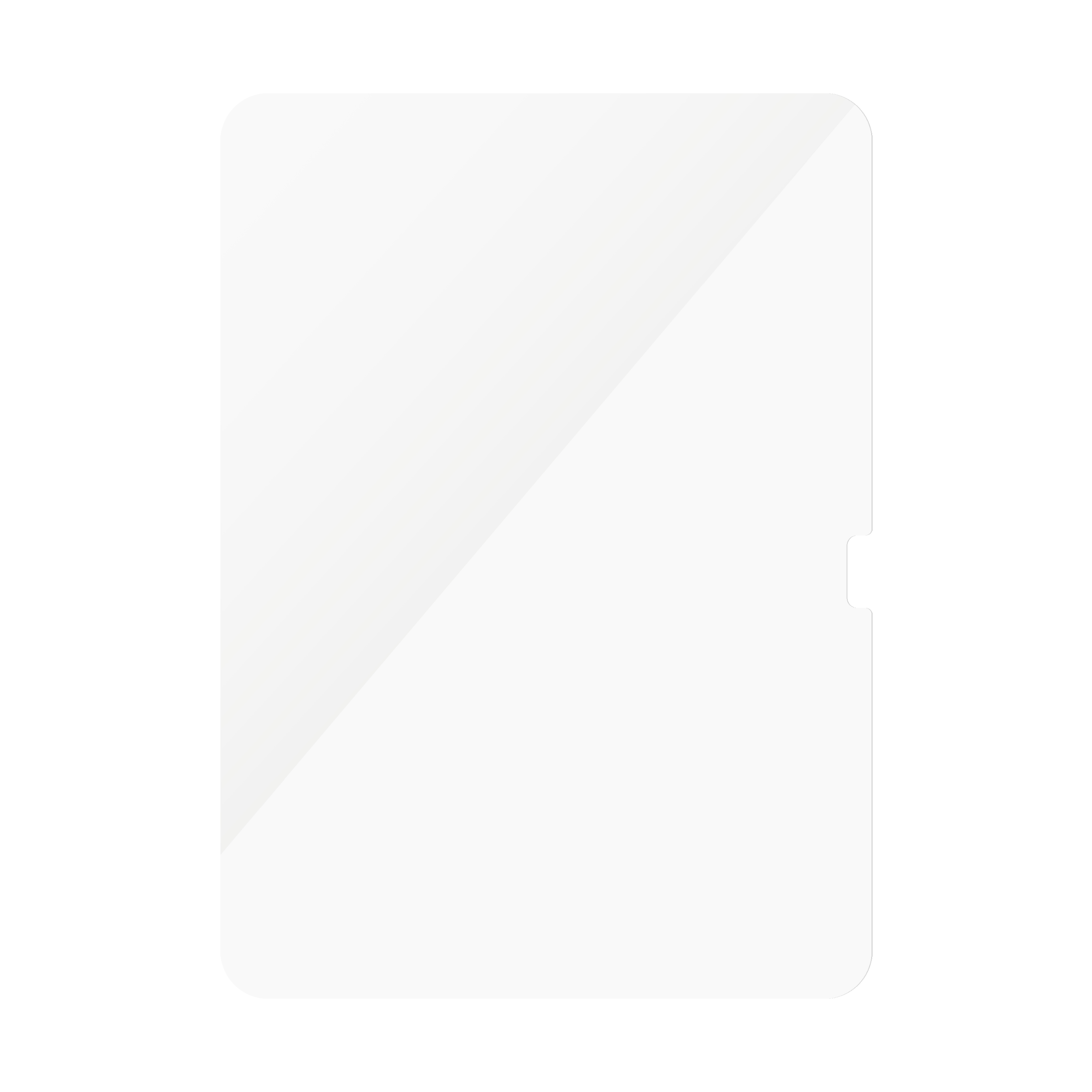 Clear screen protector. Rectangular, with rounded corners. Light reflects on the surface, angled.